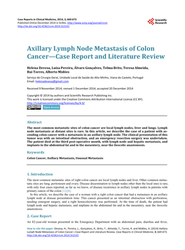 Axillary Lymph Node Metastasis of Colon Cancer—Case Report and Literature Review