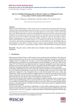 The Use of Mobile Positioning Data to Measure Visitors of a Multisport Events: a Case Study of ASIAN Games 2018 in Indonesia1