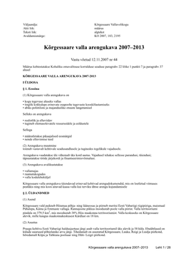 Kõrgessaare Valla Arengukava 2007–2013