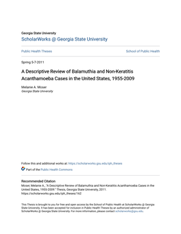 A Descriptive Review of Balamuthia and Non-Keratitis Acanthamoeba Cases in the United States, 1955-2009