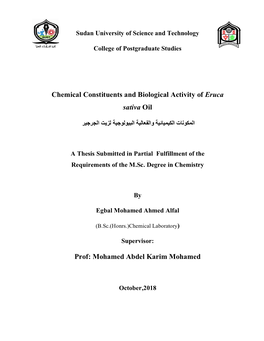 Chemical Constituents and Biological Activity of Eruca Sativa Oil Prof