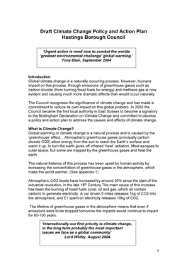 Draft Climate Change Policy and Action Plan Hastings Borough Council