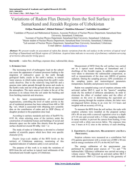Variations of Radon Flux Density from the Soil Surface in Samarkand and Jizzakh Regions of Uzbekistan