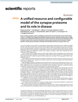 A Unified Resource and Configurable Model of the Synapse Proteome And