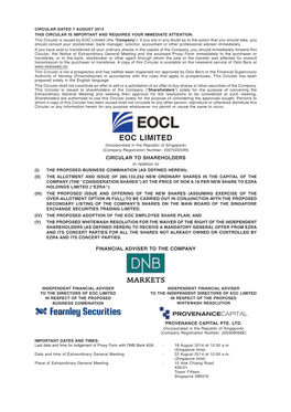 EOC Limited (The “Company”)