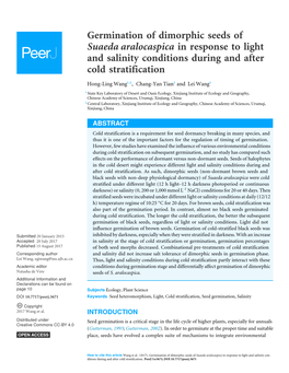 Germination of Dimorphic Seeds of Suaeda Aralocaspica in Response to Light and Salinity Conditions During and After Cold Stratification