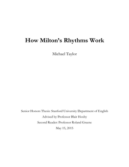 How Milton's Rhythms Work