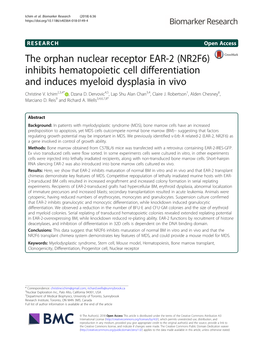 Inhibits Hematopoietic Cell Differentiation and Induces Myeloid Dysplasia in Vivo Christine V