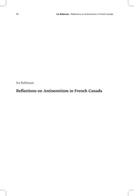 Reflections on Antisemitism in French Canada