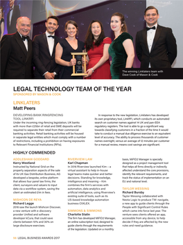 Legal Technology Team of the Year Sponsored by Mason & Cook