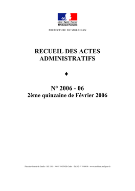 Recueil Des Actes Administratifs N° 2006-06