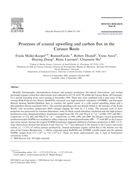 Processes of Coastal Upwelling and Carbon Flux in the Cariaco Basin