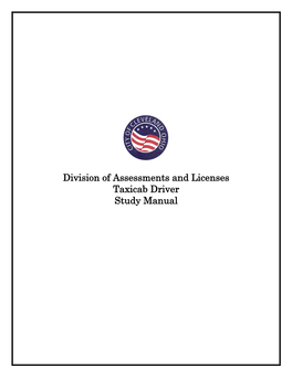 Division of Assessments and Licenses Taxicab Driver Study Manual