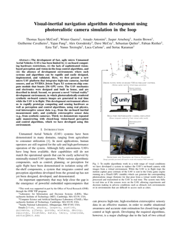 Visual-Inertial Navigation Algorithm Development Using Photorealistic Camera Simulation in the Loop