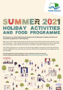 Summer 2021 Holiday Activities and Food Programme