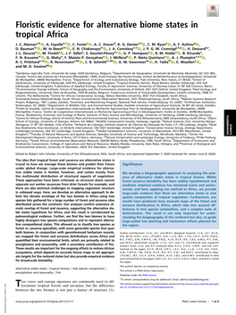 Floristic Evidence for Alternative Biome States in Tropical Africa