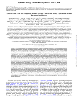 And Polyphyly in DNA Barcode Gene Trees: Strong Operational Bias in European Lepidoptera