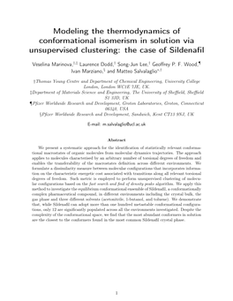 Modeling the Thermodynamics of Conformational Isomerism in Solution Via Unsupervised Clustering: the Case of Sildenaﬁl