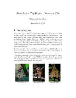 Sierra Leone Trip Report, December 2016