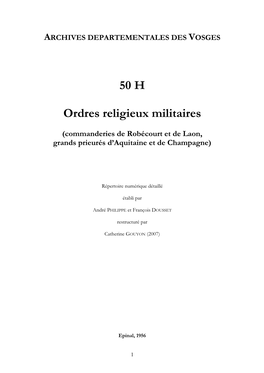 50 H Ordres Religieux Militaires