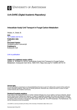 Intracellular Acetyl Unit Transport in Fungal Carbon Metabolism