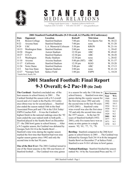 2001 Stanford Football