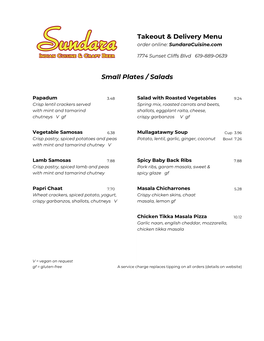 Sundara Menu