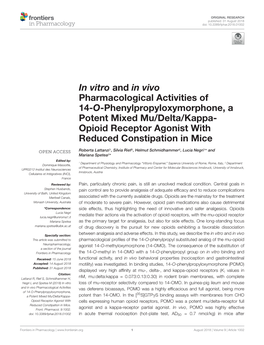 Opioid Receptor Agonist with Reduced Constipation in Mice