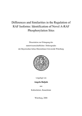 Identification of Novel A-RAF Phosphorylation Sites