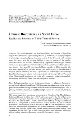 Chinese Buddhism As a Social Force Reality and Potential of Thirty Years of Revival
