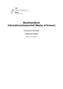 Modulhandbuch Informationswissenschaft (Master of Science)