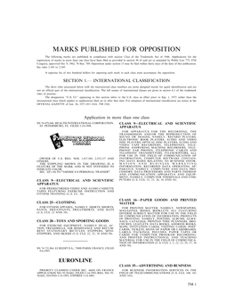 Marks Published for Opposition