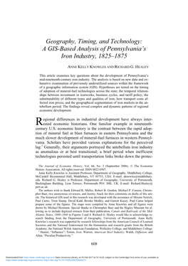 A GIS-Based Analysis of Pennsylvania's Iron Industry, 1825–