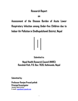 Research Report on Assessment of the Disease Burden of Acute Lower