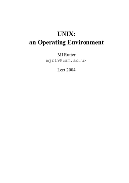 UNIX: an Operating Environment