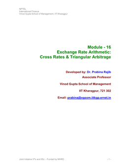 Cross Rates & Triangular Arbitrage