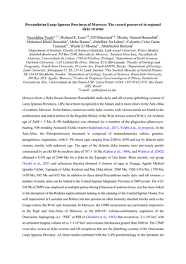 Precambrian Large Igneous Provinces of Morocco: the Record Preserved in Regional Dyke Swarms