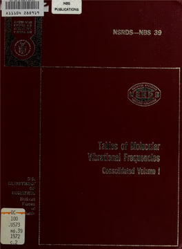 Tables of Molecular Vibrational Frequencies, Consolidated Volume I