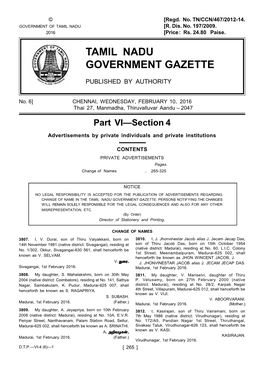 Tamil Nadu Government Gazette