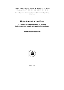 Motor Control of the Knee