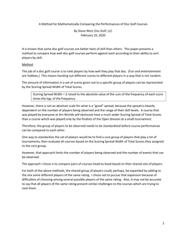 1 a Method for Mathematically Comparing the Performances Of