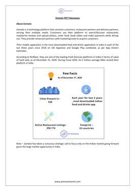 Zomato IPO Takeaways About Zomato Zomato