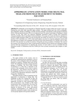 Appropriate Attenuation Model for Chiang Mai, Thailand from Field Measurement to Model Equation