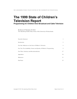 The 1999 State of Children's Television Report