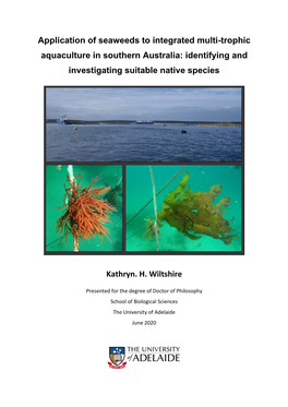 Application of Seaweeds to Integrated Multi-Trophic Aquaculture in Southern Australia: Identifying and Investigating Suitable Native Species