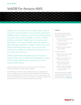 Voltdb for Amazon AWS