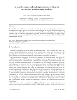 In-Event Background and Signal Reconstruction for Two-Photon Invariant-Mass Analyses