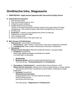 Ornithischia Intro, Stegosauria