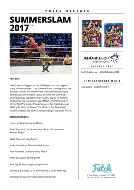 Summerslam 2017 Press Release.Indd