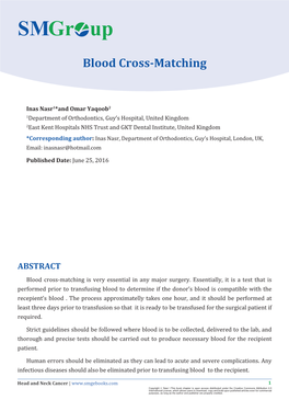 Blood Cross-Matching Inas Nasr and Omar Yaqoob